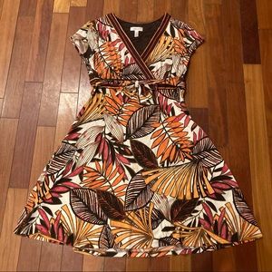 Dressbarn A-Line Short-sleeve Tropical Print Dress Size14